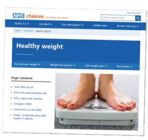 Screenshot of NHS webpage for healthy weight